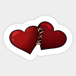 Two Stitched Hearts Sticker